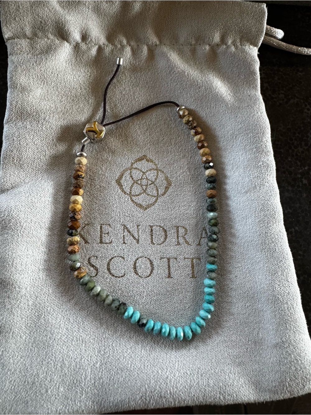 Kendra Scott Turquoise and Earth-Tone Beaded Adjustable Bracelet